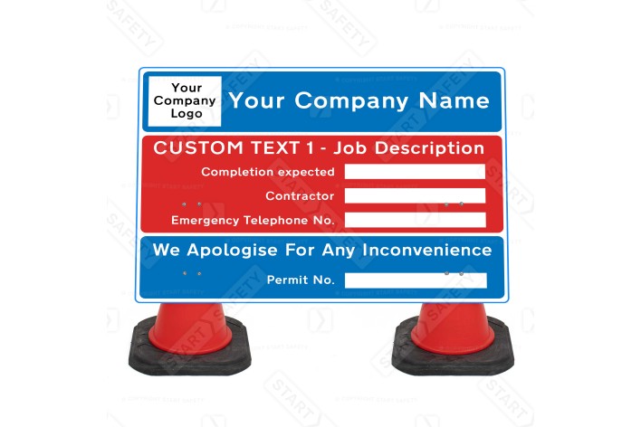 Dia 7008 Custom Information Board -Cone Sign 1050x750mm - Dry Wipe - Face Only 