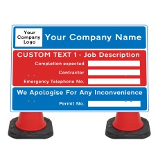 Dry Wipe Custom Information Cone Sign 1050x750mm - Face Only