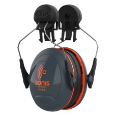 JSP Sonis Compact Helmet Mounted Ear Defenders Dark Grey/ Orange -SNR 31