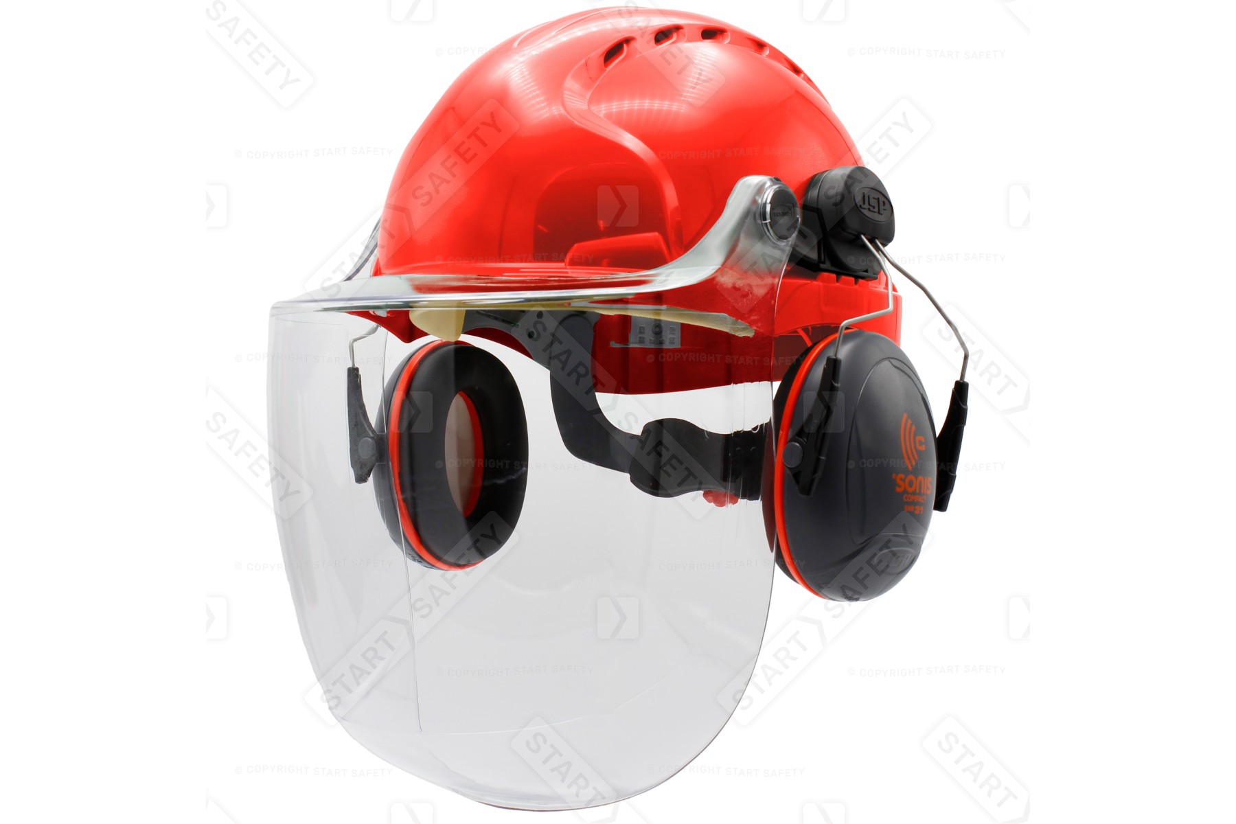 JSP EVO3 Visor & Ear Defender Hard Hat Kit | Red