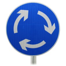 Circular Mini Roundabout Sign Post Mounted Diagram 611.1 R2/RA2
