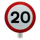 20mph Speed Limit Sign, Post Mounted Diagram 670 R2/RA2