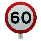 60mph Speed Limit Sign, Post Mounted Diagram 670 R2/RA2