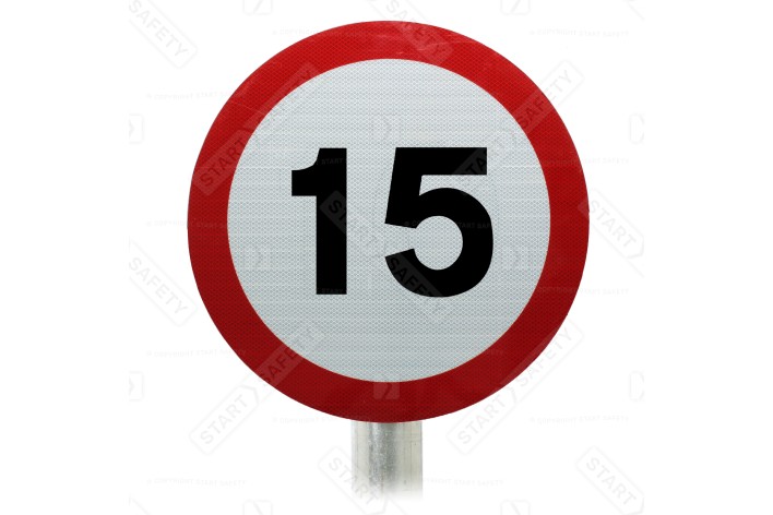 15 mph Sign Post Mounted In R2 Grade Reflective Material 