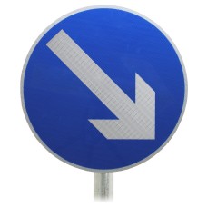 Keep Right Circle Blue Sign Post Mounted Diagram 610 R2/RA2