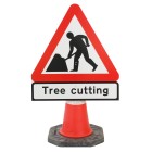 Men at Work with Tree Cutting Cone Sign - 750mm (Cone Sold Separately)