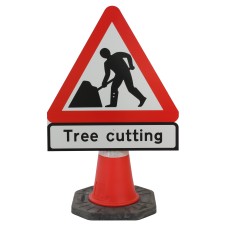 Men at Work with Tree Cutting Cone Sign - 750mm (Cone Sold Separately)