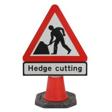 Men at Work with Hedge Cutting Cone Sign - 750mm (Cone Sold Separately)