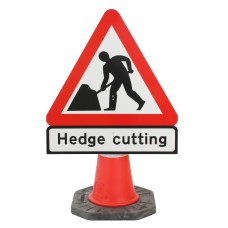 Men at Work with Hedge Cutting Cone Sign - 750mm (Cone Sold Separately)