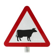 Cattle Likely In Road Ahead Post Mounted Sign - Dia 548 R2/RA2 (Face Only)