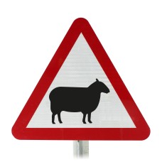 Sheep Likely In Road Ahead Post Mounted Sign - Dia 549 R2/RA2 (Face Only)