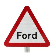 Ford Ahead Post Mounted Sign - Diagram 554 R2/RA2 (Face Only)