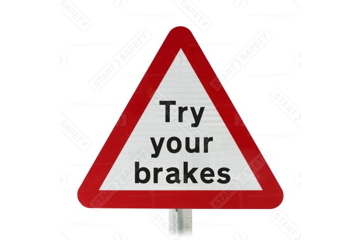 Try Your Brakes Sign Face Post Mounted 554.1, (Face Only)