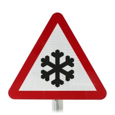 Risk of Ice or Packed Snow Ahead Post Mounted Sign- 554.2 R2/RA2 (Face Only)