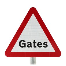 Gates Ahead Road Sign Post Mounted - 554C R2/RA2 (Face Only)