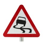 Slippery Road Ahead Post Mounted Sign - 557 R2/RA2 (Face Only)