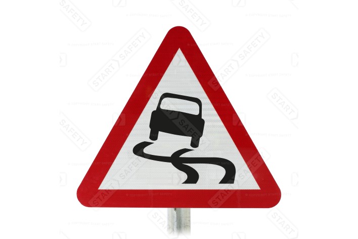 Slippery Road Ahead Sign Face Post Mounted 557, (Face Only)