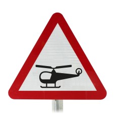 Low-Flying Helicopters Road Post Mounted Sign - Dia 558.1 R2/RA2 (Face Only)