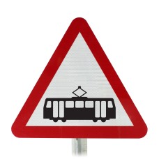 Tramcar Crossing Ahead Road Post Mounted Sign - Dia 772 R2/RA2 (Face Only)