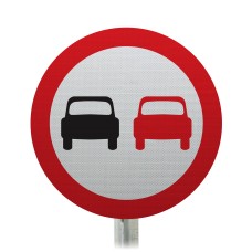 No Overtaking Post Mounted Sign - Dia 632 R2/RA2 (Face Only)