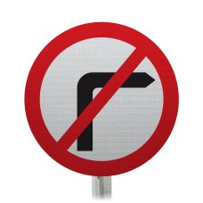 No Right Turn Ahead Post Mount Sign- Dia 612 R2/RA2 (Face Only)