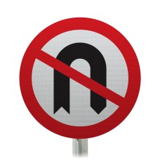 No U-Turns Ahead Post Mount Sign - Dia 614 R2/RA2 (Face Only)
