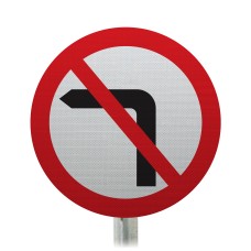 No Left Turn Ahead Post Mount Sign - Dia 613 R2/RA2 (Face Only)