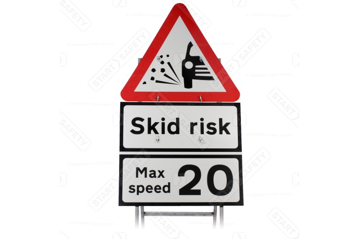 Skid Risk/ Max Speed 20mph Sign Face Only (7001+7009.1) (Face Only)