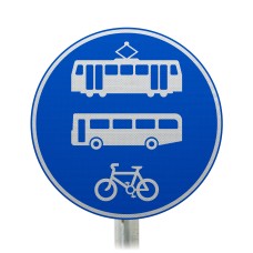 Tramcars, Buses and Cycles Only Post Mount Sign - 953.1A R2/RA2 (Face Only)