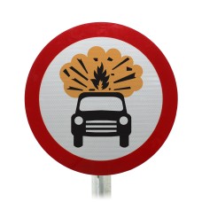 Vehicles Carrying Explosives Post Mount Sign- Dia 622.8 R2/RA2 (Face Only)
