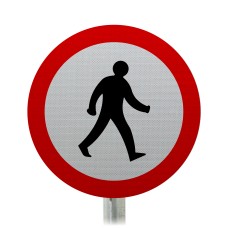 Pedestrians Prohibited Post Mounted Sign - Dia 625.1 R2/RA2 (Face Only)