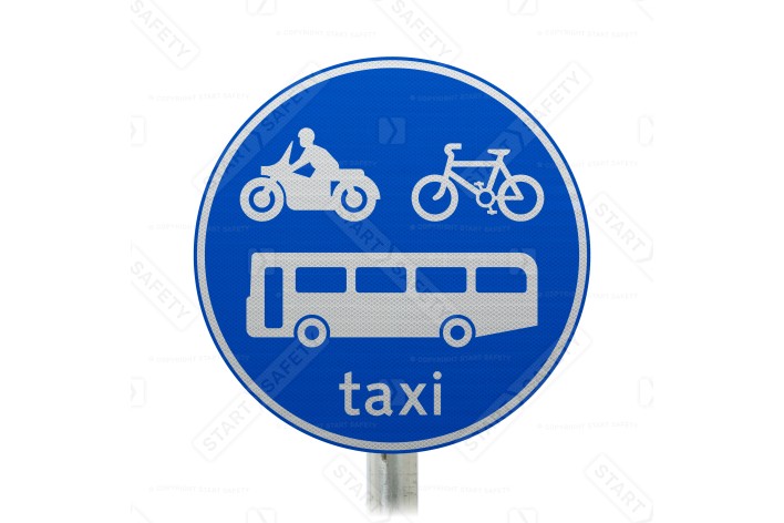  Buses, Pedal Cycles, Motorcycles and Taxis Only Sign Face Post Mounted 953B, (Face Only)