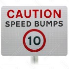 Caution Speed Bumps 10mph Advisory Sign - Post Mount