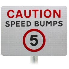 Caution Speed Bumps 5mph Advisory Sign - Post Mount