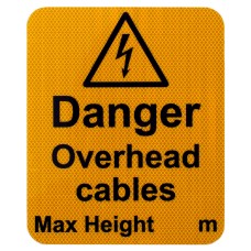 Danger Overhead Cables Max Height Sign R2/RA2 ( fixings not included)