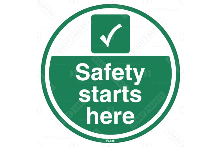 Safety Starts Here Floor Sign, 430mm - Self Adhesive