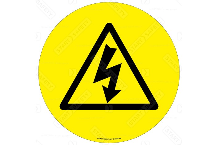 Electricity Warning Floor Sign, 430mm - Self Adhesive