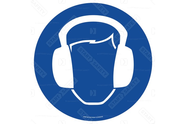 Mandatory Hearing Protection Floor Sign, 430mm - Self Adhesive