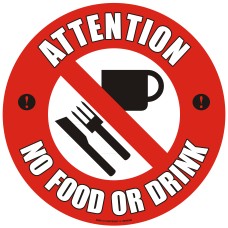 Attention No Food Or Drink Floor Sign - Self Adhesive
