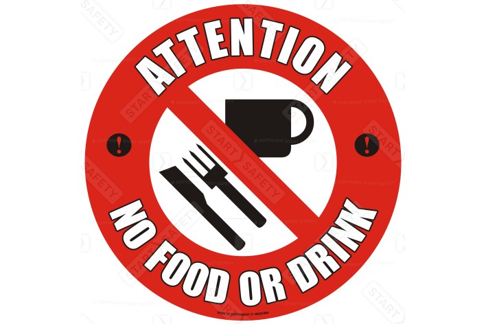 No Food Or Drink Floor Sign, 430mm - Self Adhesive