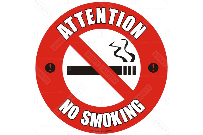 Attention No Smoking Floor Sign, 430mm - Self Adhesive