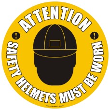 Attention Safety Helmets Must Be Worn Floor Sign - Self Adhesive