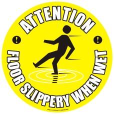 Attention Floor Slippery When Wet Floor Sign - Self Adhesive