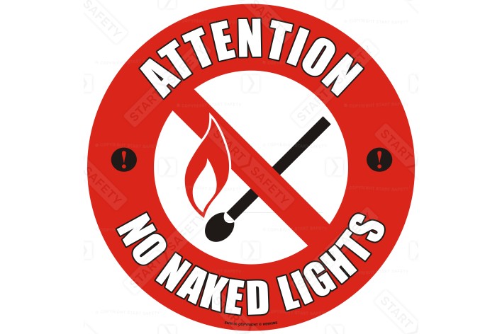 No Naked Lights Floor Sign, 430mm - Self Adhesive