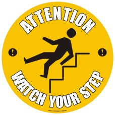 Attention Watch Your Step Floor Sign - Self Adhesive