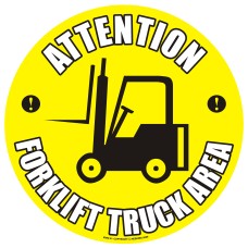 Attention Forklift Truck Area Floor Sign - Self Adhesive