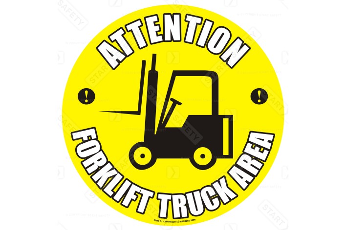 Forklift Truck Area Floor Sign, 430mm - Self Adhesive
