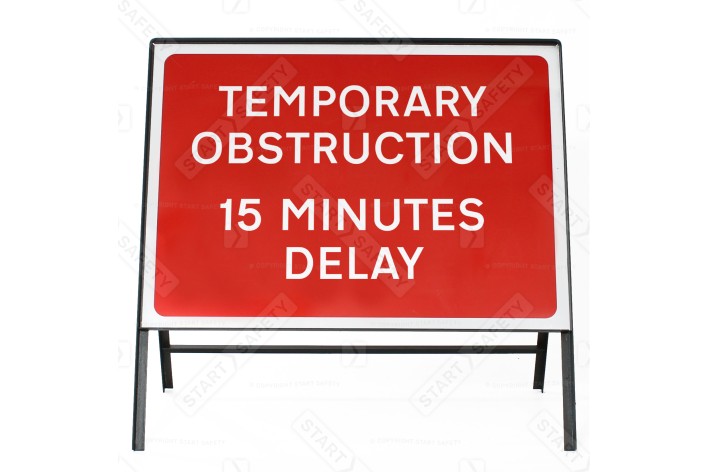 Temporary Obstruction 15 Minutes Delay - Metal Sign Face 