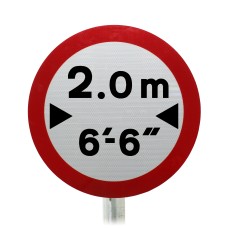 Vehicle Width Restriction Post Mount Sign - Dia 629A R2/RA2 (Face Only)