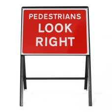 Pedestrians Look Right Sign - Zintec Metal Sign Face | 7017 | 600x450mm